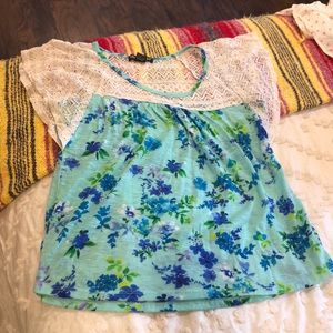 Mint green floral top